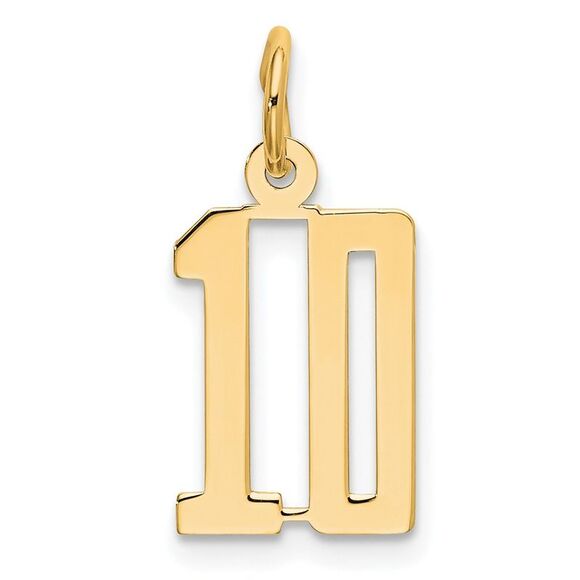 14k Yellow Gold Small Elongated Number 10 Charm